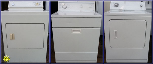 Dryers on display at Tampa Used Appliances