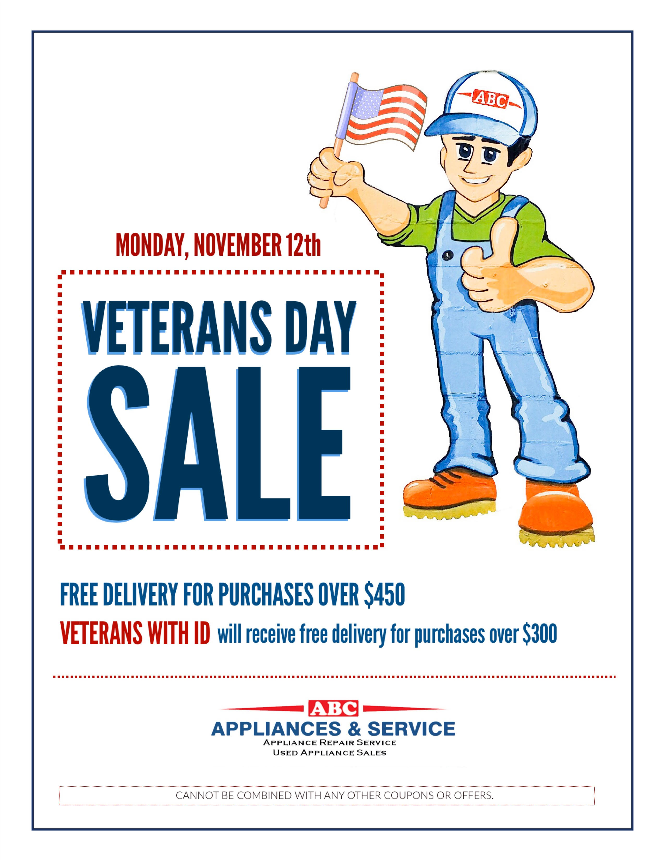Veterans Day Sale Monday, November 12th!!!